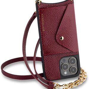 Bandolier Lena Crossbody Phone Case in Burgundy/Gold for iPhone 14 Pro Max
